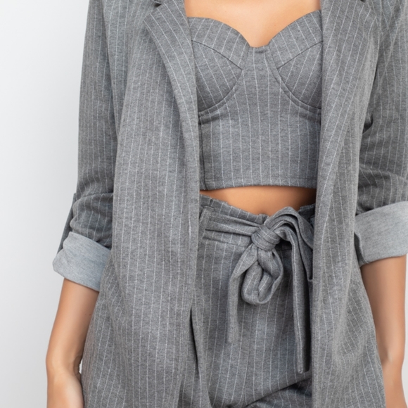 Bustier Tank Top with Jacket and Short Set - Picture 2 of 7